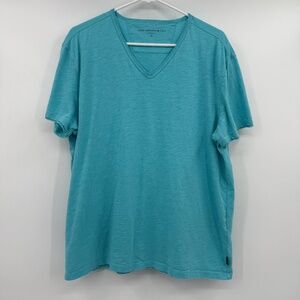 John Varvatos Star USA T Shirt Men XL Blue Short Sleeve V Neck Cotton Casual